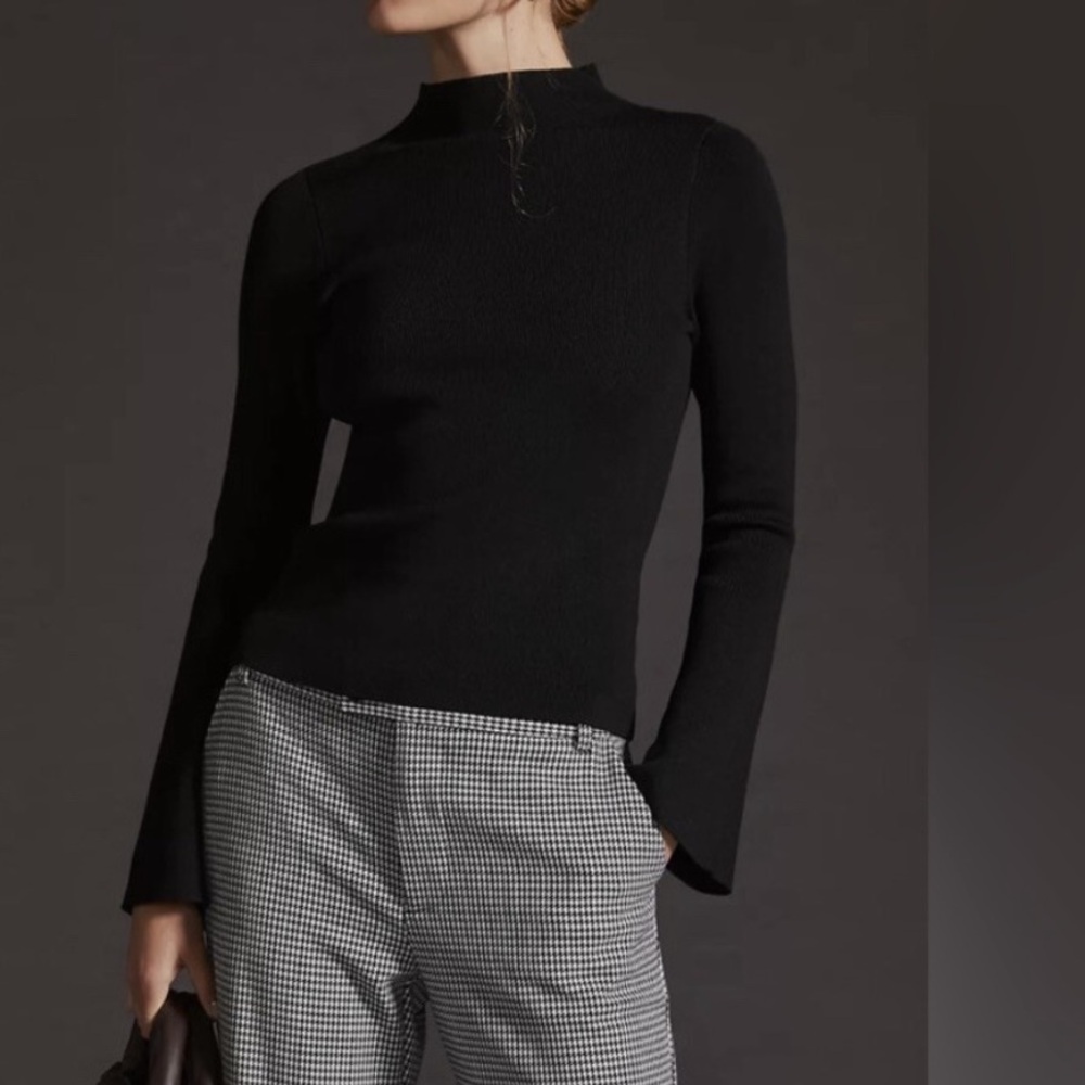 Maeve anthropologie Black Long bell Sleeve Top Large